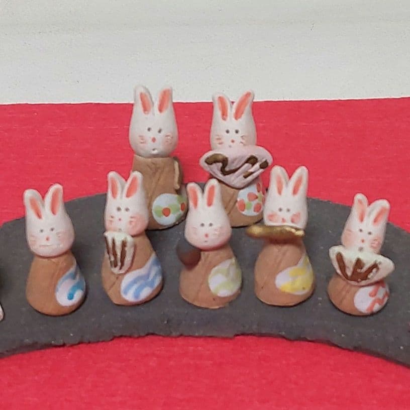 ◆濱田ひろこさん作 うさぎ 雛人形 陶器 創作陶房ひろこ お雛様