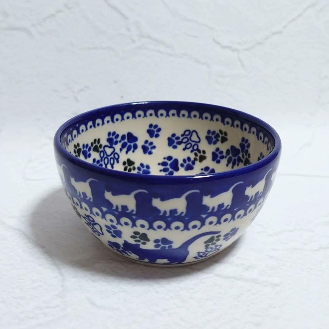 バラ売り可 新品 ポーリッシュポタリー ボウル 2点 Dalia社 ねこ 肉球