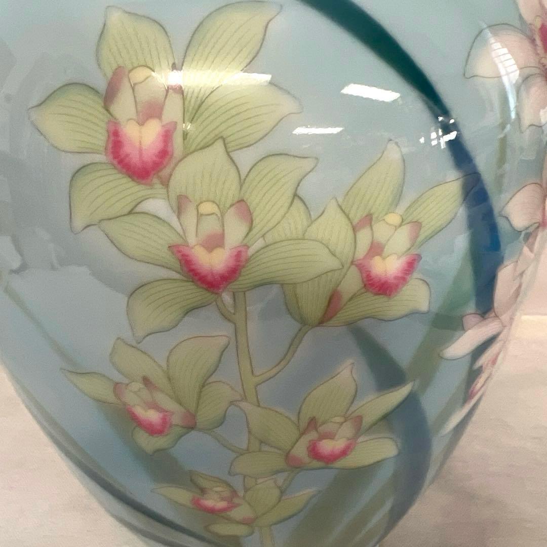 有田焼 深川製磁　宮内庁御用達　色絵歳磁　蘭　花瓶　花器　共箱