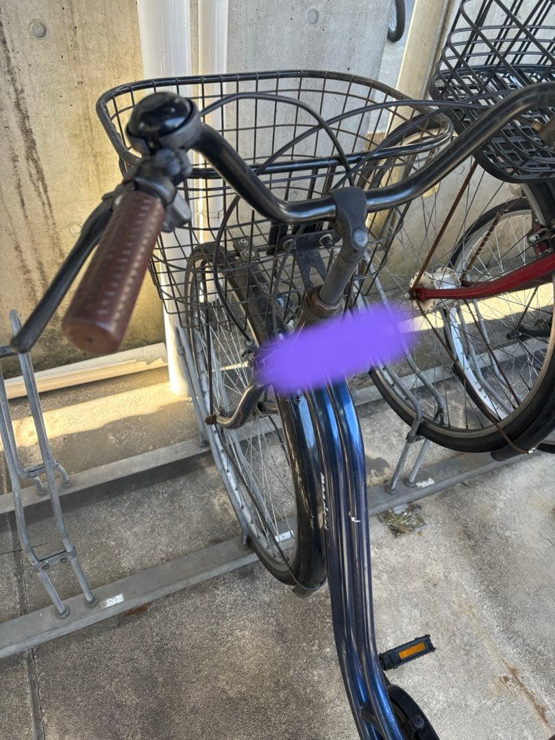 青色シティサイクル 前バスケット+自転車本体暗証番号ロック付き！