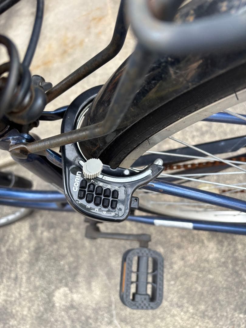 青色シティサイクル 前バスケット+自転車本体暗証番号ロック付き！