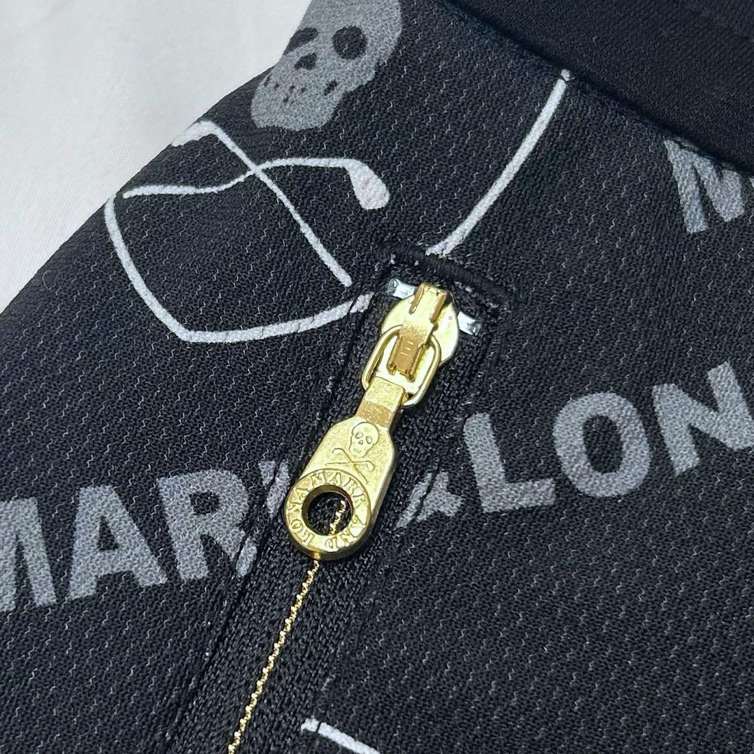 MARK&LONA パンツ 黒 ストレッチ ウエストゴム 総柄 48