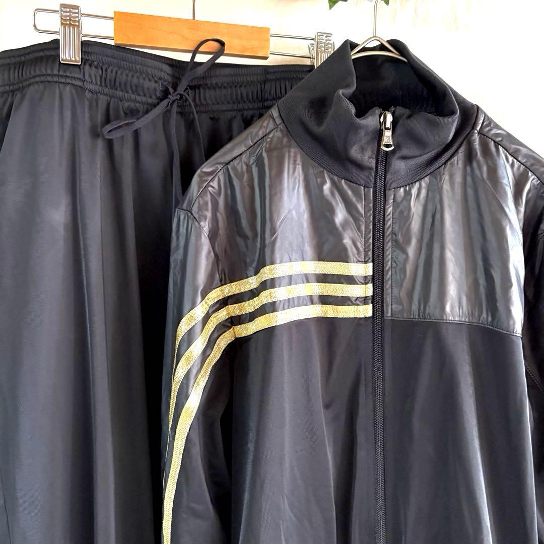 【adidas】 アディダス ジャージ セットアップ 黒 金ライン　上下Y2K
