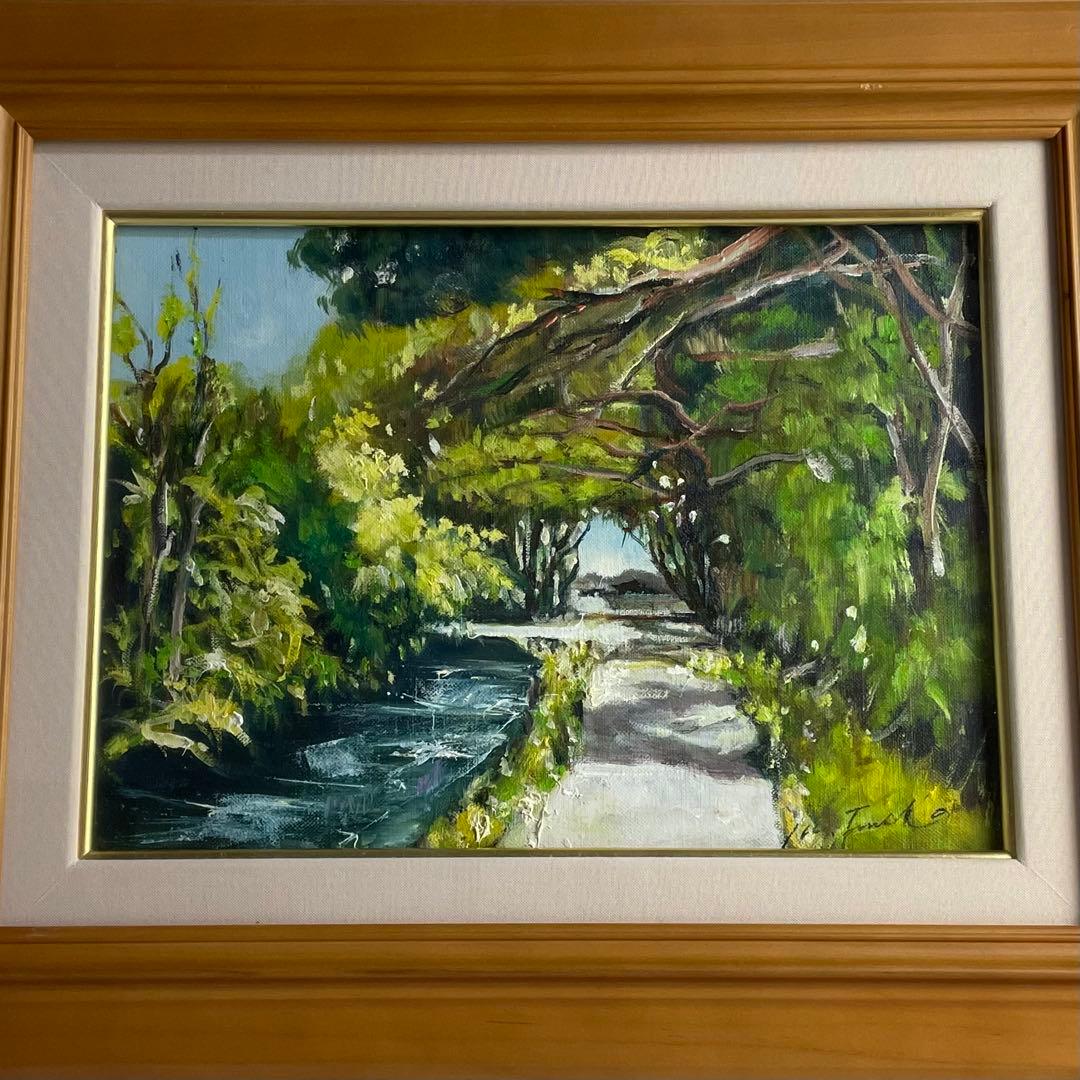 不明 油彩 油絵 銀杏 風景画 絵画