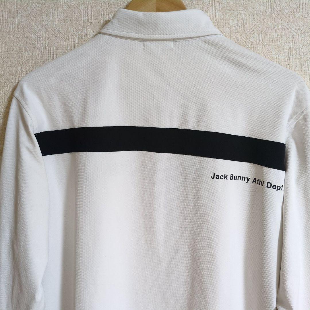 ジャックバニー メッシュポンチ素材 長袖 ポロシャツ 白 XL