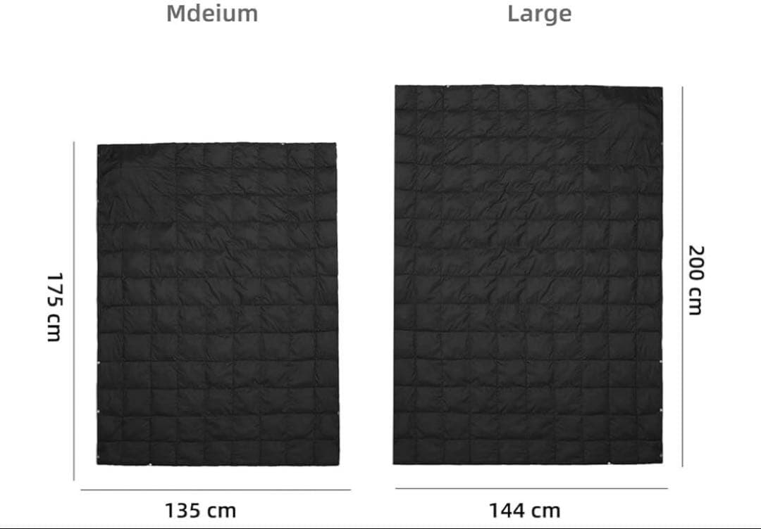 【超軽量】キャンプ ブランケット 200×144cm 特大 撥水 防寒 ブラック