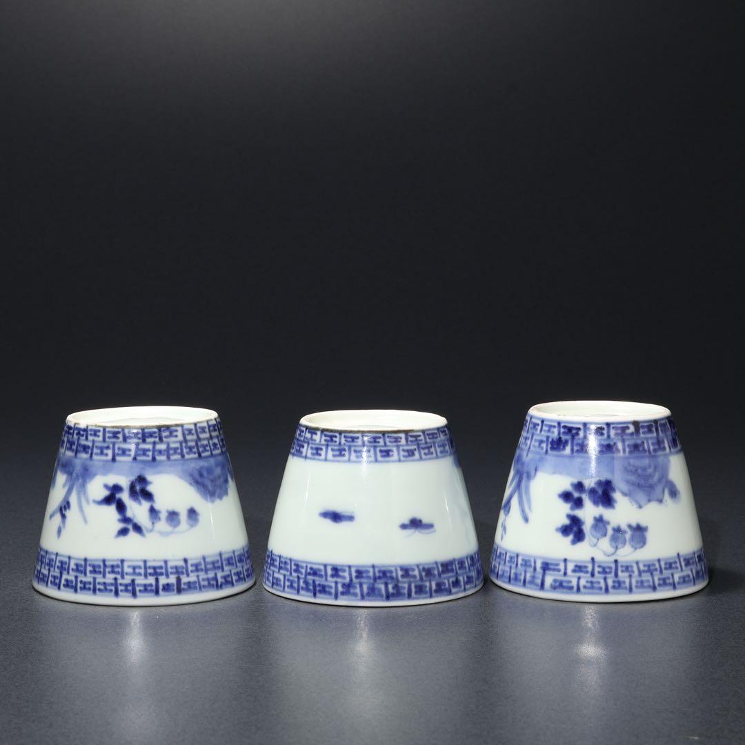 伊万里染付すずらん図蕎麦猪口５個　箱入　骨董　古伊万里　R1739