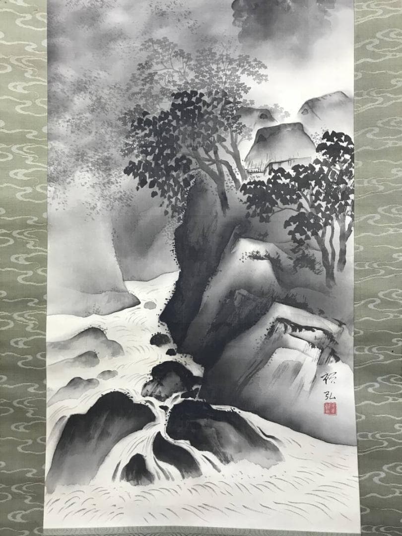 作者不詳/夏景山水図/山水図/山家図/掛軸/名家伝来/AE-122