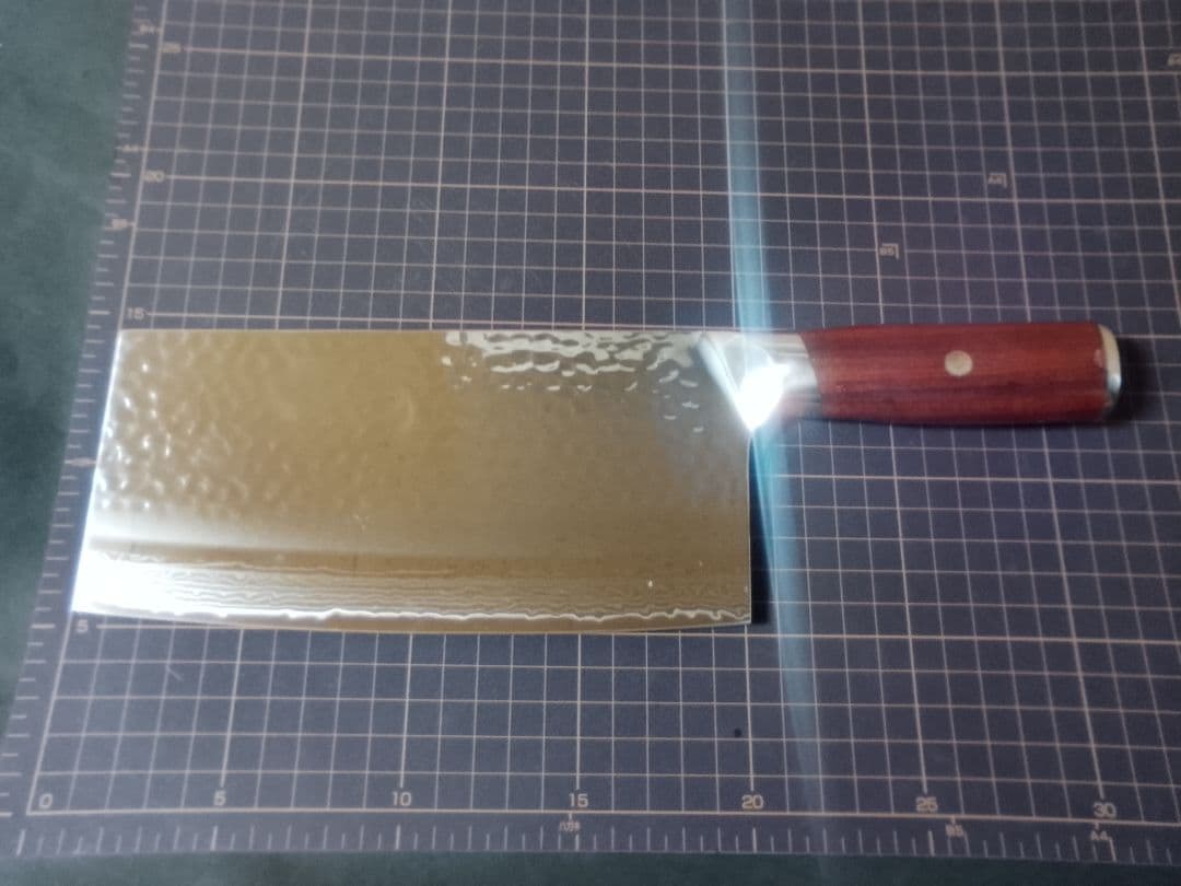 V 金10号 中華包丁 鏡面 槌目 ダマスカス鋼 刃渡り20cm V10 包丁