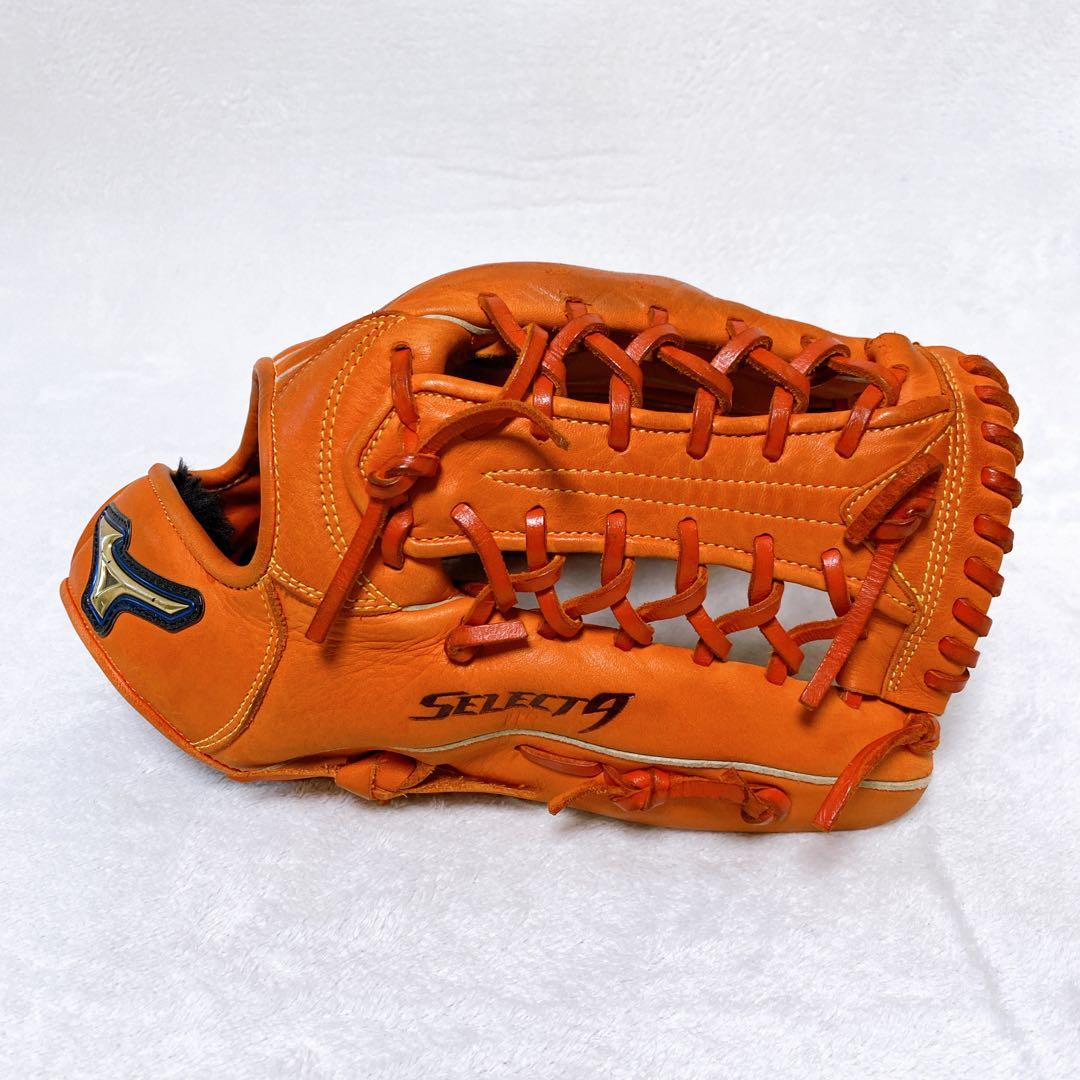 ミズノ　軟式グローブ　外野手用　セレクト9　オレンジ　右投げ　一般軟式　おまけ付