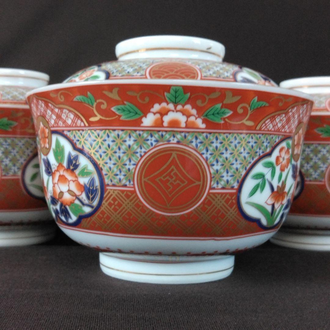 美濃焼 庫山窯 絢爛豪華 金彩 古伊万里 蓋付き小丼 お碗揃 4客 前畑陶器