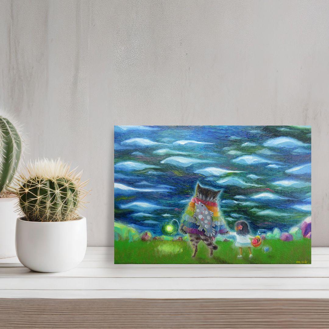 ［匿名で配送］一点もの 猫 油絵 油彩 絵 インテリア
