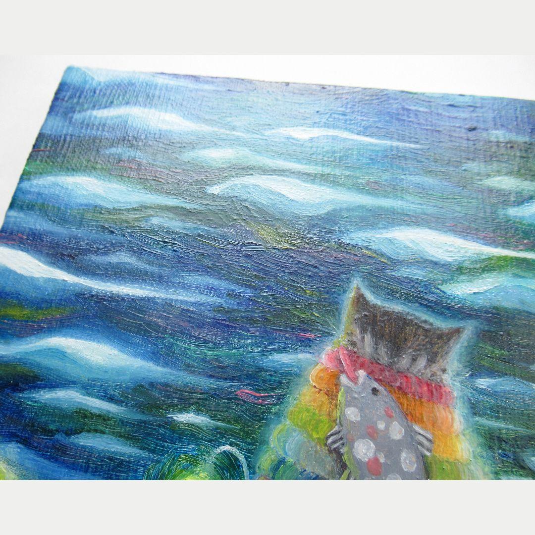 ［匿名で配送］一点もの 猫 油絵 油彩 絵 インテリア