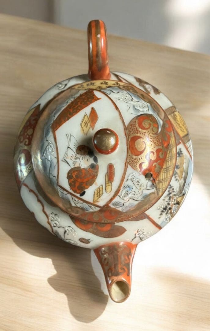 明治期九谷 最高峰加賀九谷 赤絵細描 煎茶道具 急須 茶器 煎茶 九谷焼　印