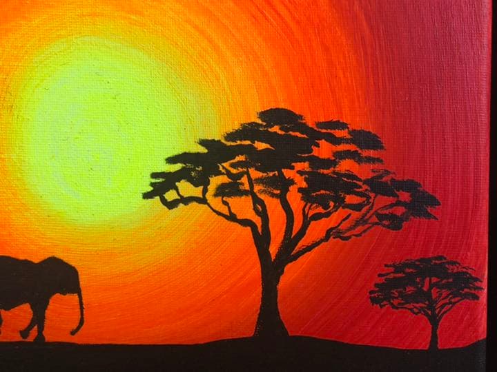 サバンナの夕陽　キャンバス