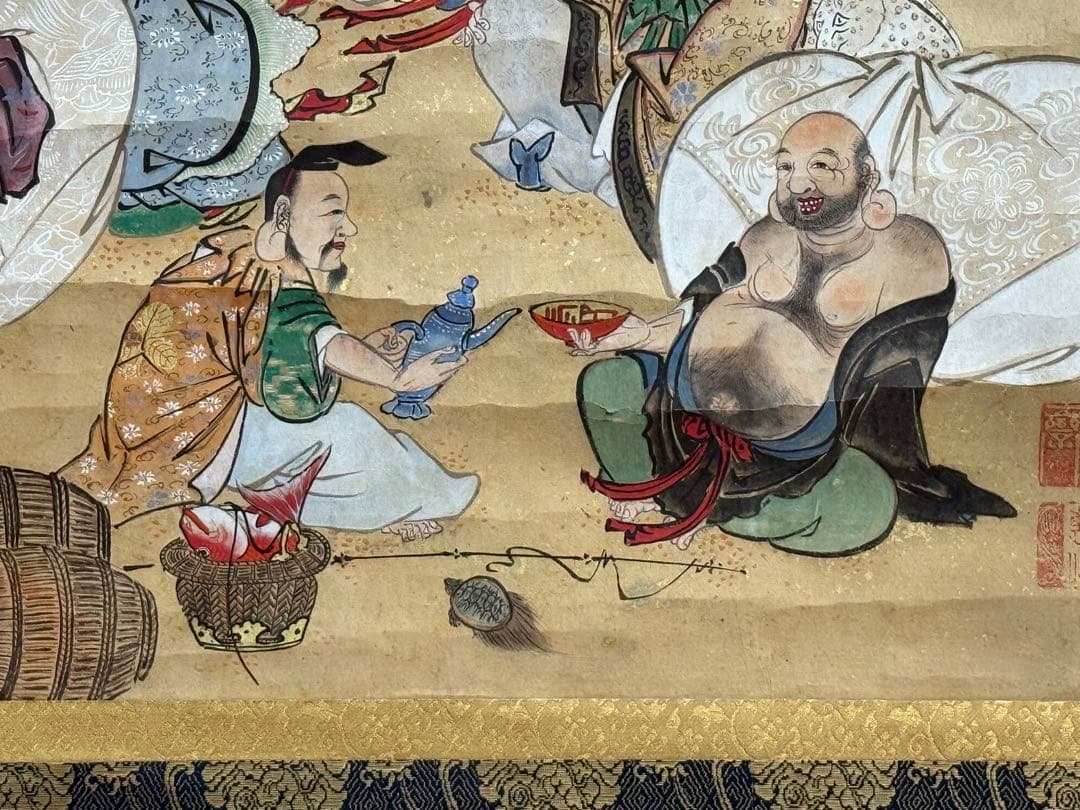 時代　七福神　版画　年画　掛軸　送料込み250824