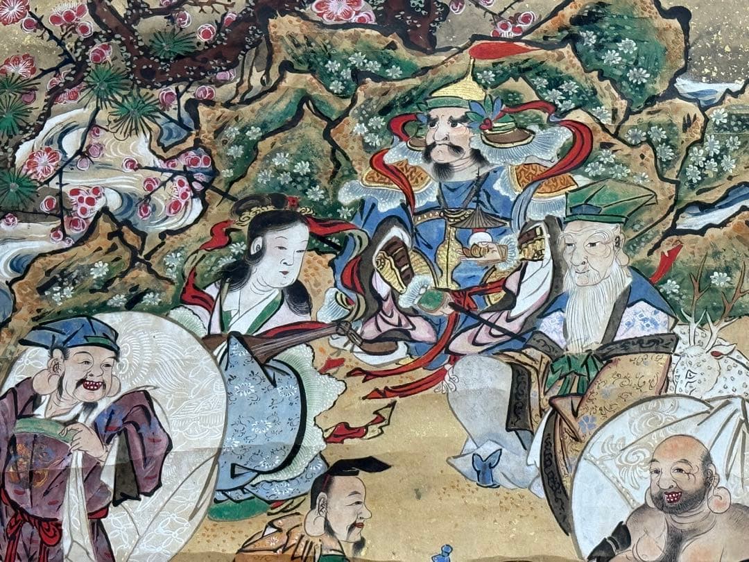 時代　七福神　版画　年画　掛軸　送料込み250824