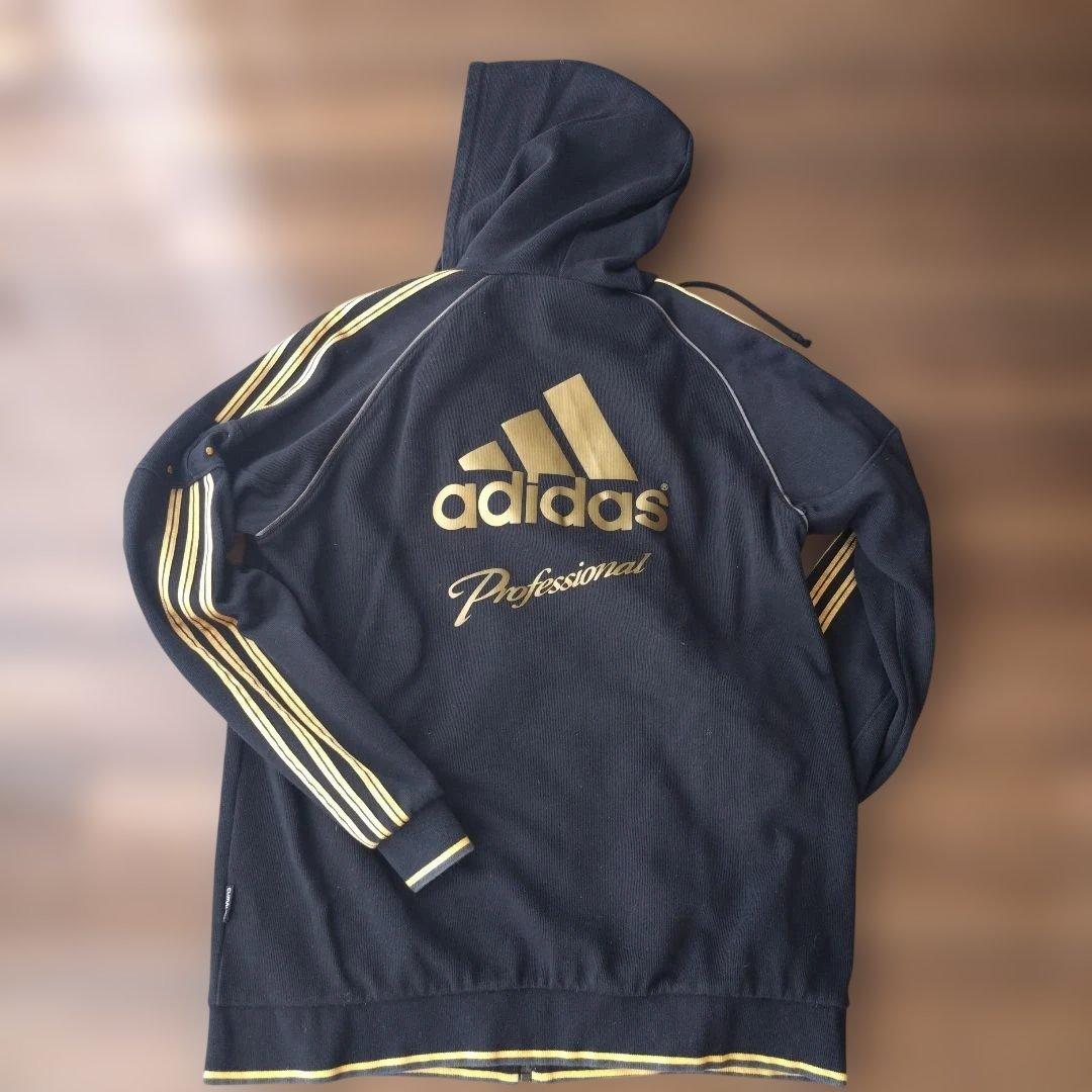 adidas アディダス　プロフェッショナル　パーカー　上下　ブラック×ゴールド