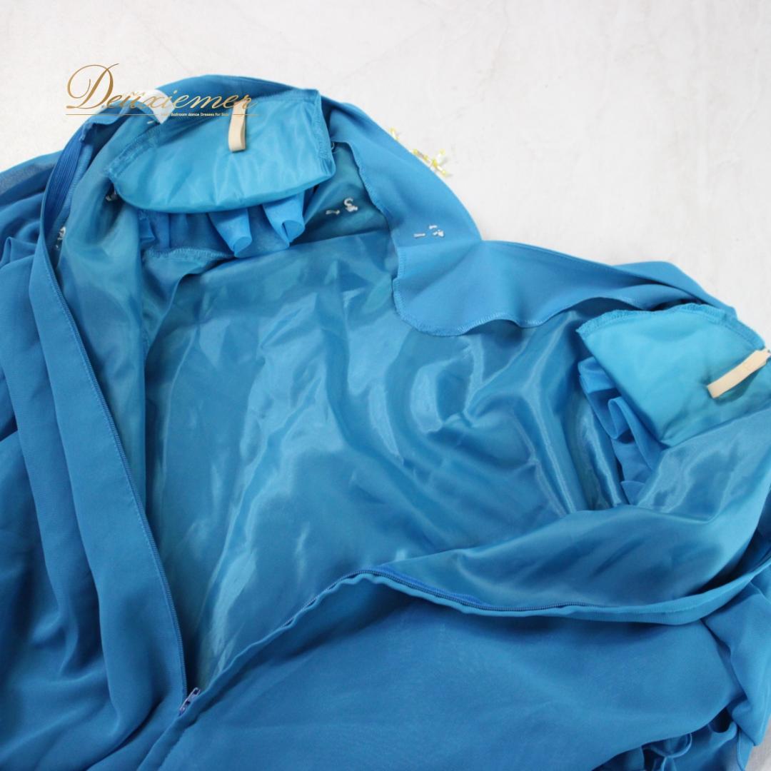 【美品 社交ダンス衣装】上下セット レッスンウェア パーティー U:NA 水色