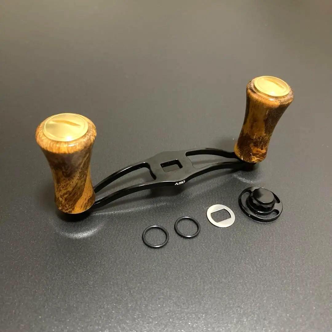 ベイトリールハンドル アルミ合金 左巻き 天然木 80mm ダイワ/アブガルシア
