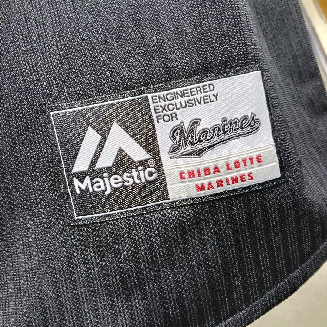 【美品】マジェスティック 千葉ロッテ 無地ビジターハイクオリティユニフォーム／L
