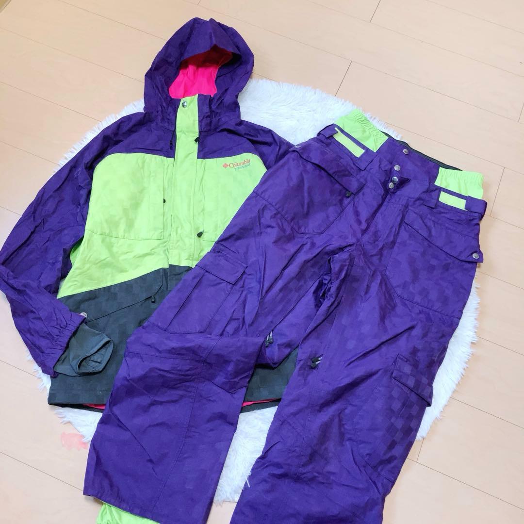コロンビア⭕️スノボウェア　上下セット　ジャケット　パンツ　スキー　希少　M 紫