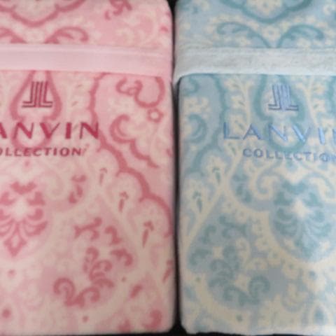 LANVIN ランバン 2枚合わせ綿毛布 ２枚セット ピンク ブルー