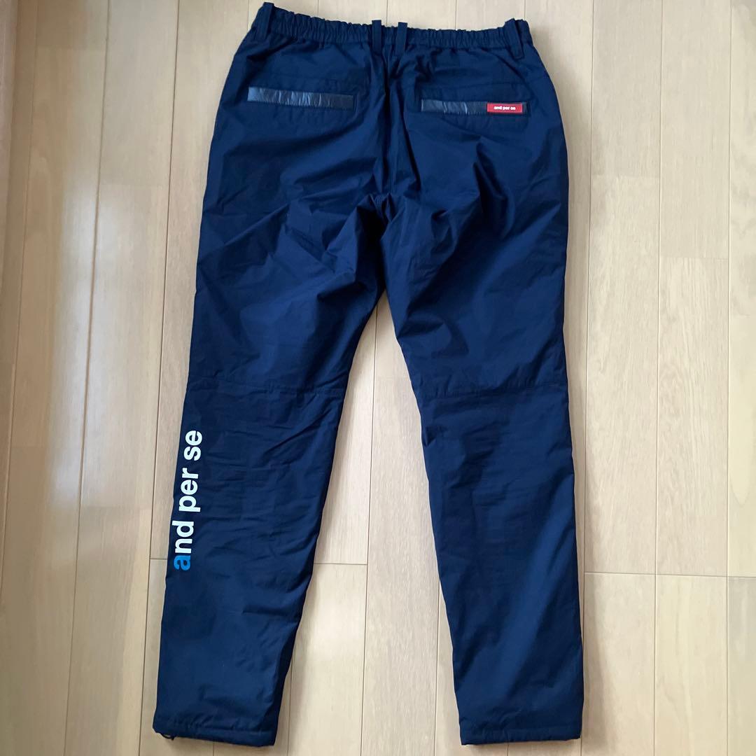 and per se 中綿入りゴルフ防寒パンツ メンズＬ　ネイビー