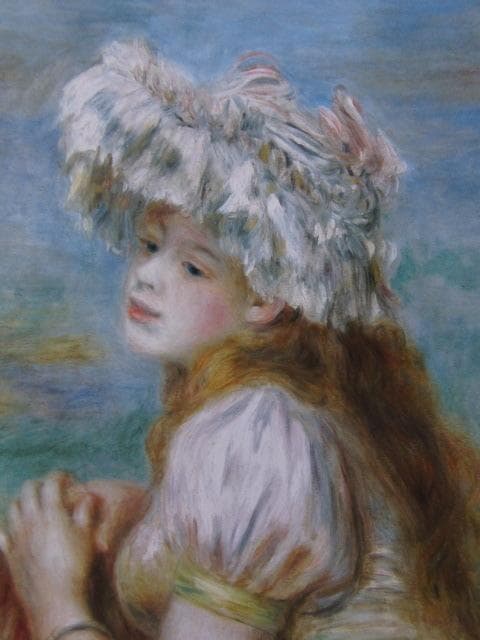 ルノワール、【レースの帽子の少女】、新品高級額 額装付、年代物・希少画集画
