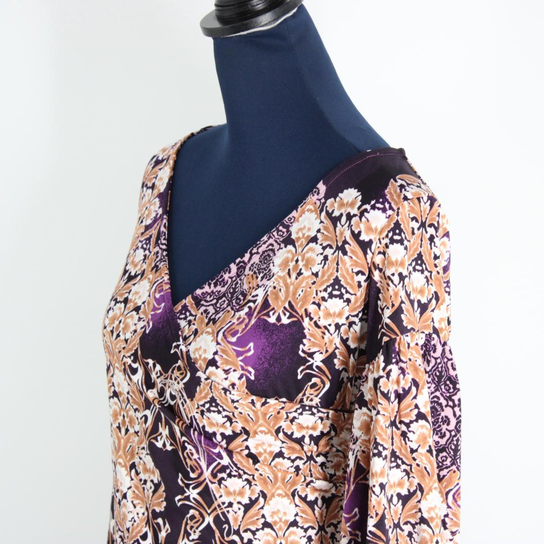【美品 社交ダンス衣装】ワンピース ドレス Otto Mサイズ 紫 花柄