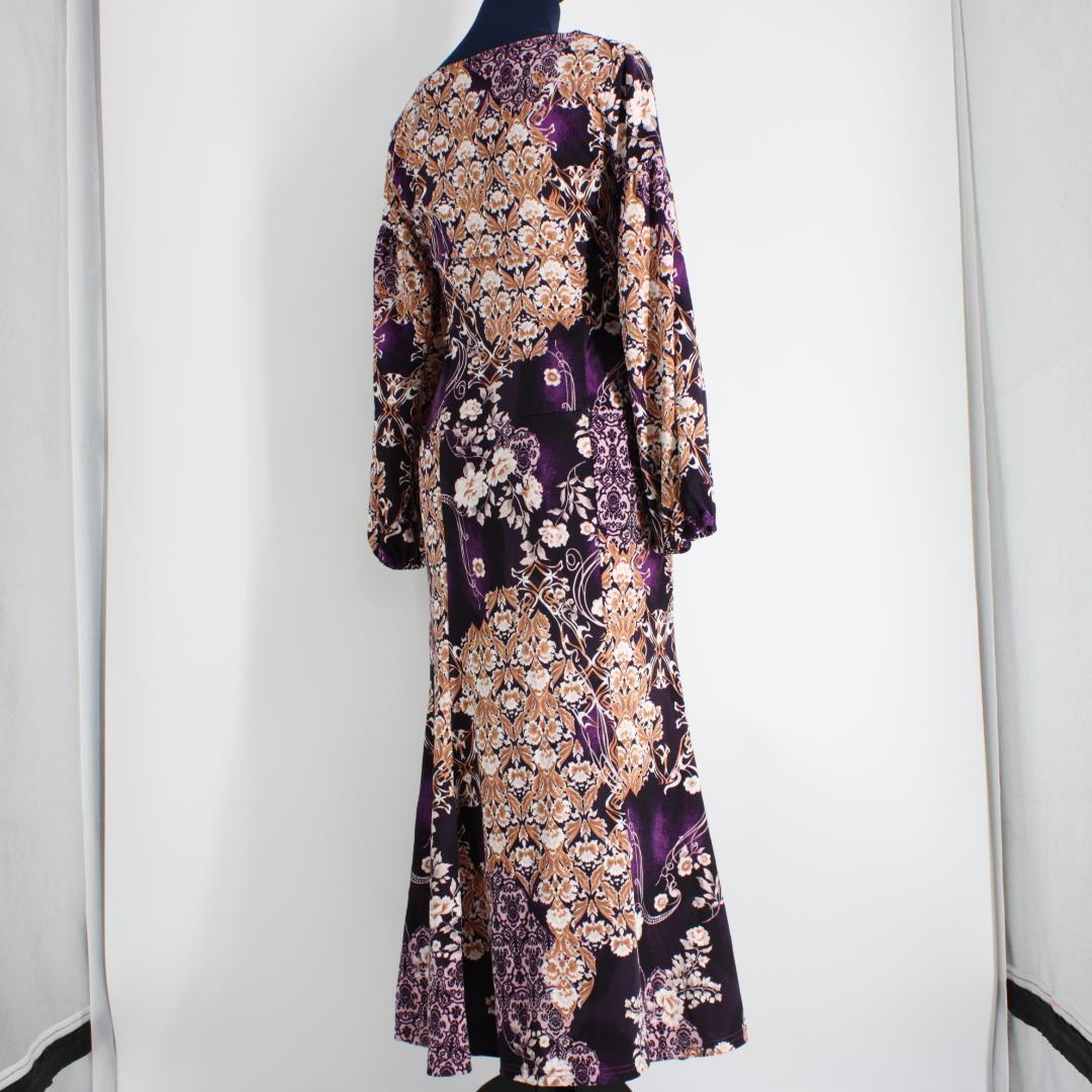 【美品 社交ダンス衣装】ワンピース ドレス Otto Mサイズ 紫 花柄