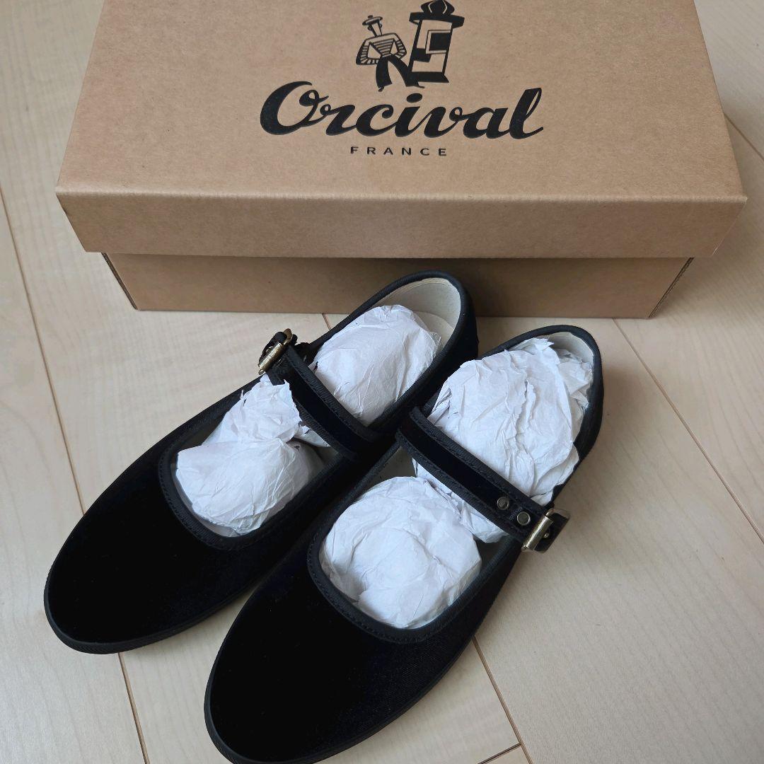 Orcival 黒　ベルベット　ストラップシューズ　カンフーシューズオーシバル