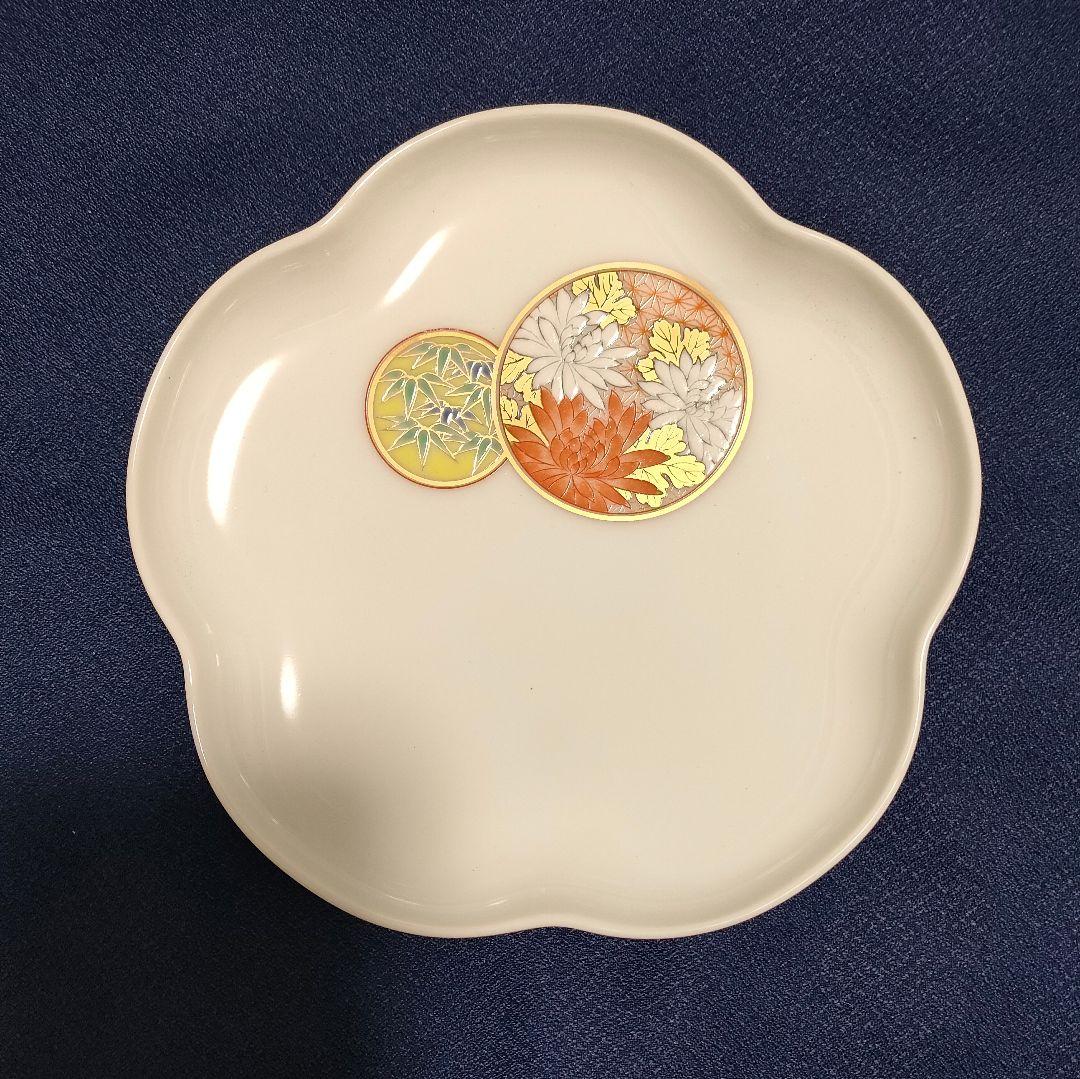 《未使用》深川製磁 寿赤絵 梅型銘々皿揃 5枚セット