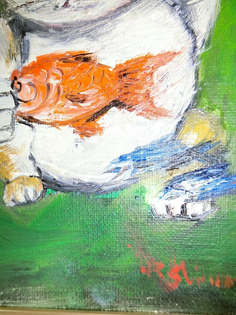 【ART】島本良平真筆(招き猫鯛鰹)サムホール