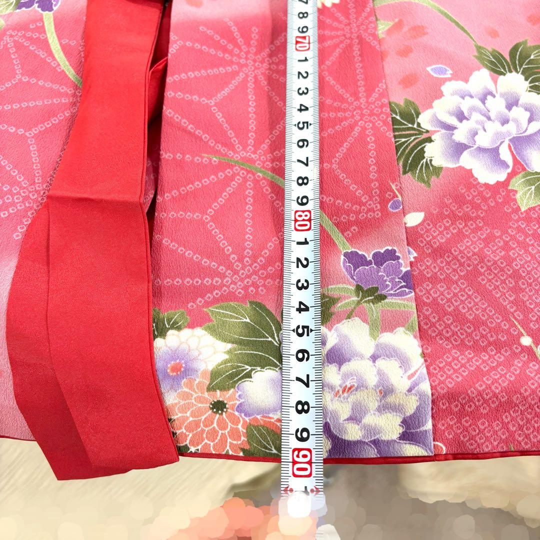 ピンク 花柄刺繍 被布 着物 長襦袢半衿付き 3歳 七五三