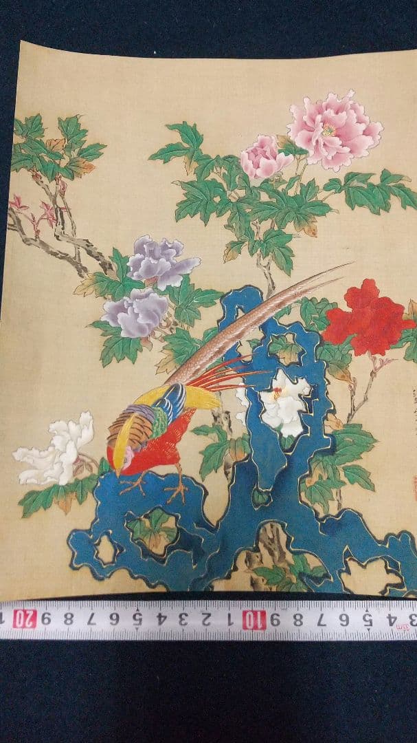 喜多武清(可庵) 花鳥図 絹本まくり