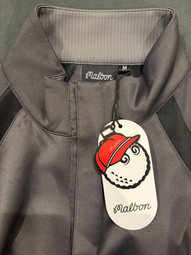 黒　Ｍ　 新品　マルボンゴルフ MALBON GOLF 　長袖　ハーフジップ