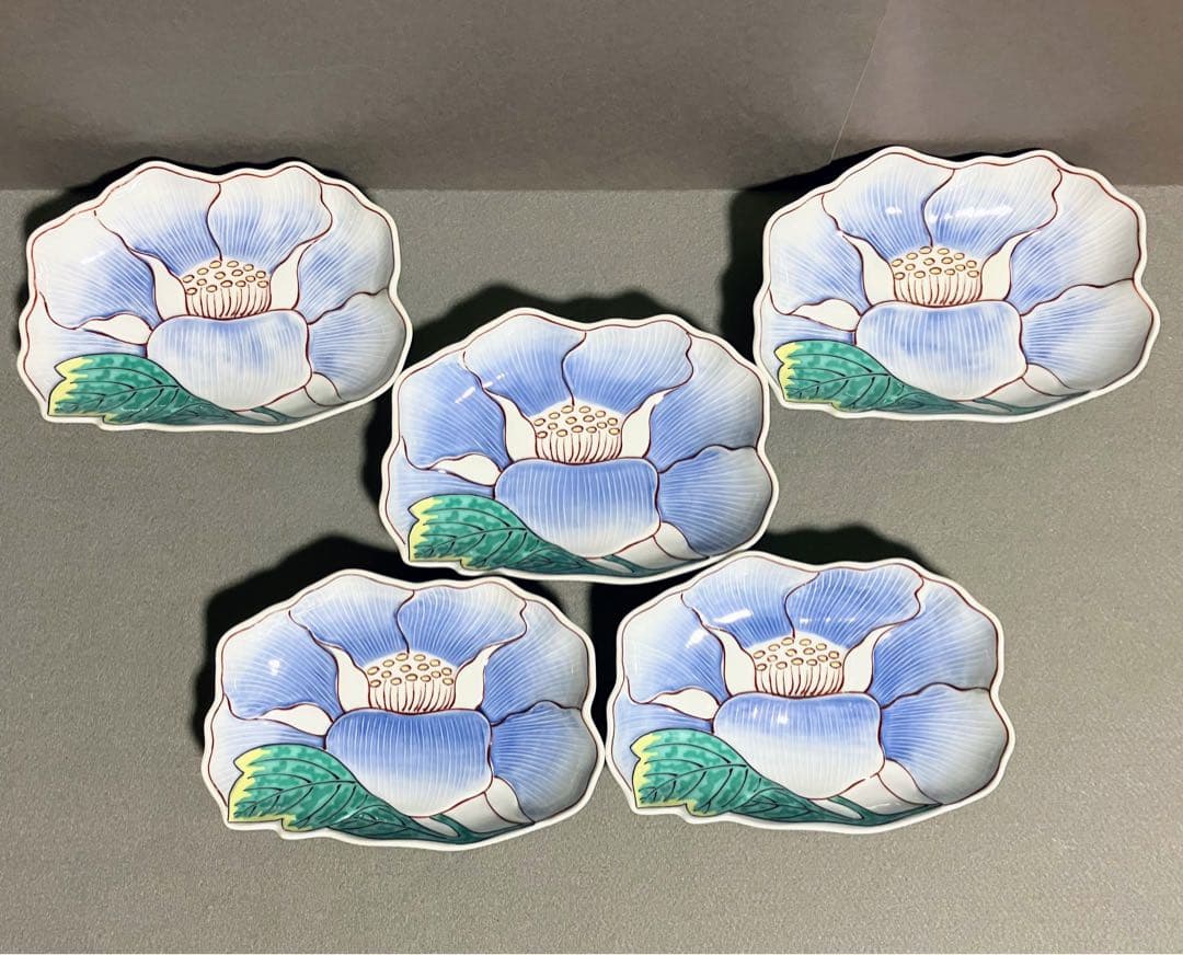 幸楽窯 色絵 牡丹文 変形皿 銘々皿 小皿
