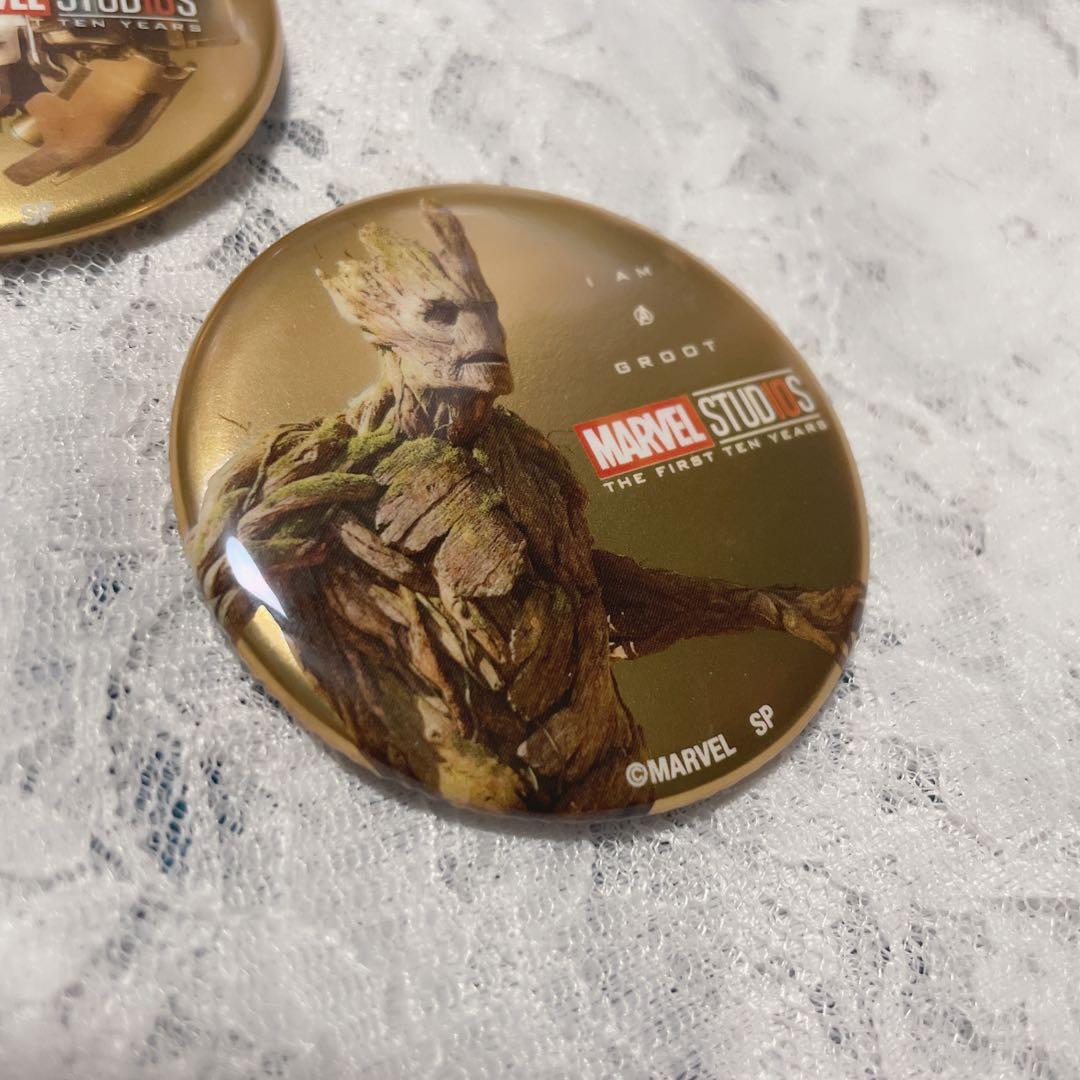 希少品 MARVEL アベンジャーズ メタリック缶バッジ ロケット グルート