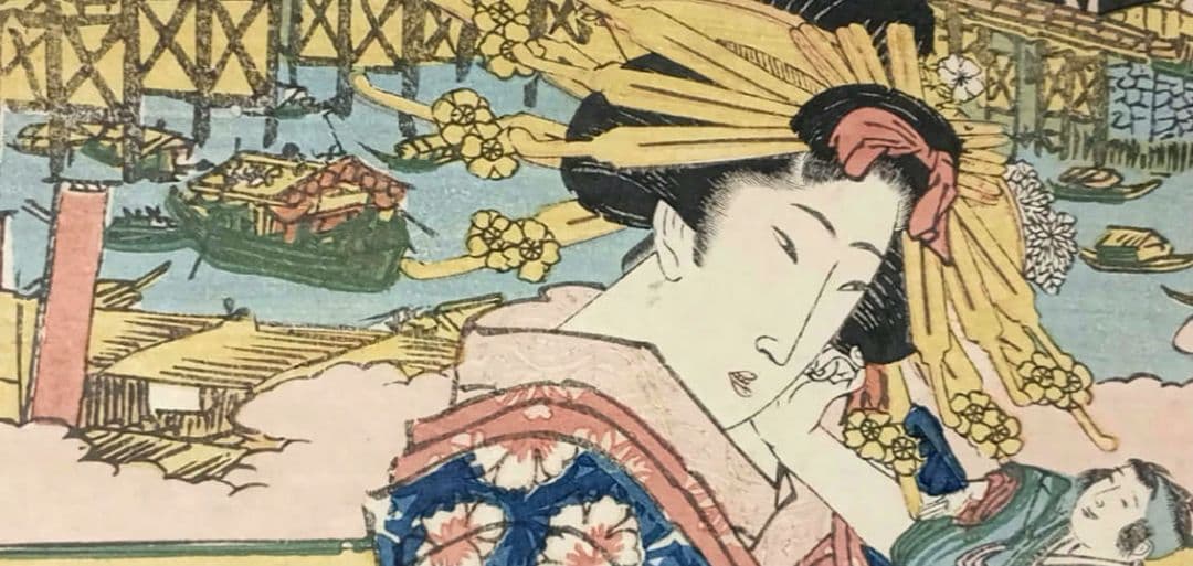 浮世絵版画、東都名所両国橋之涼、渓斎英泉画、文化後期～文政出版