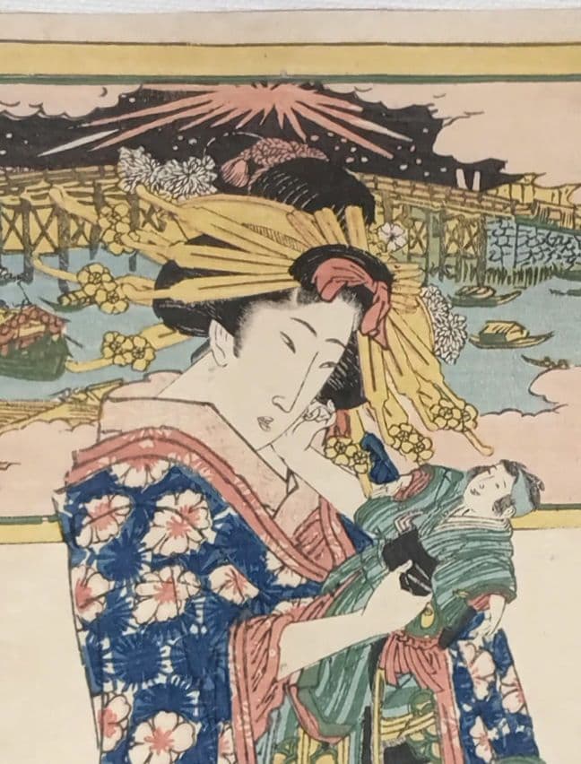 浮世絵版画、東都名所両国橋之涼、渓斎英泉画、文化後期～文政出版