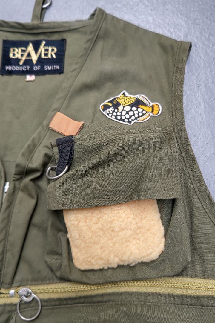 BEAVER／SMITH フライフィッシングベスト オリーブ【M】ヴィンテージ