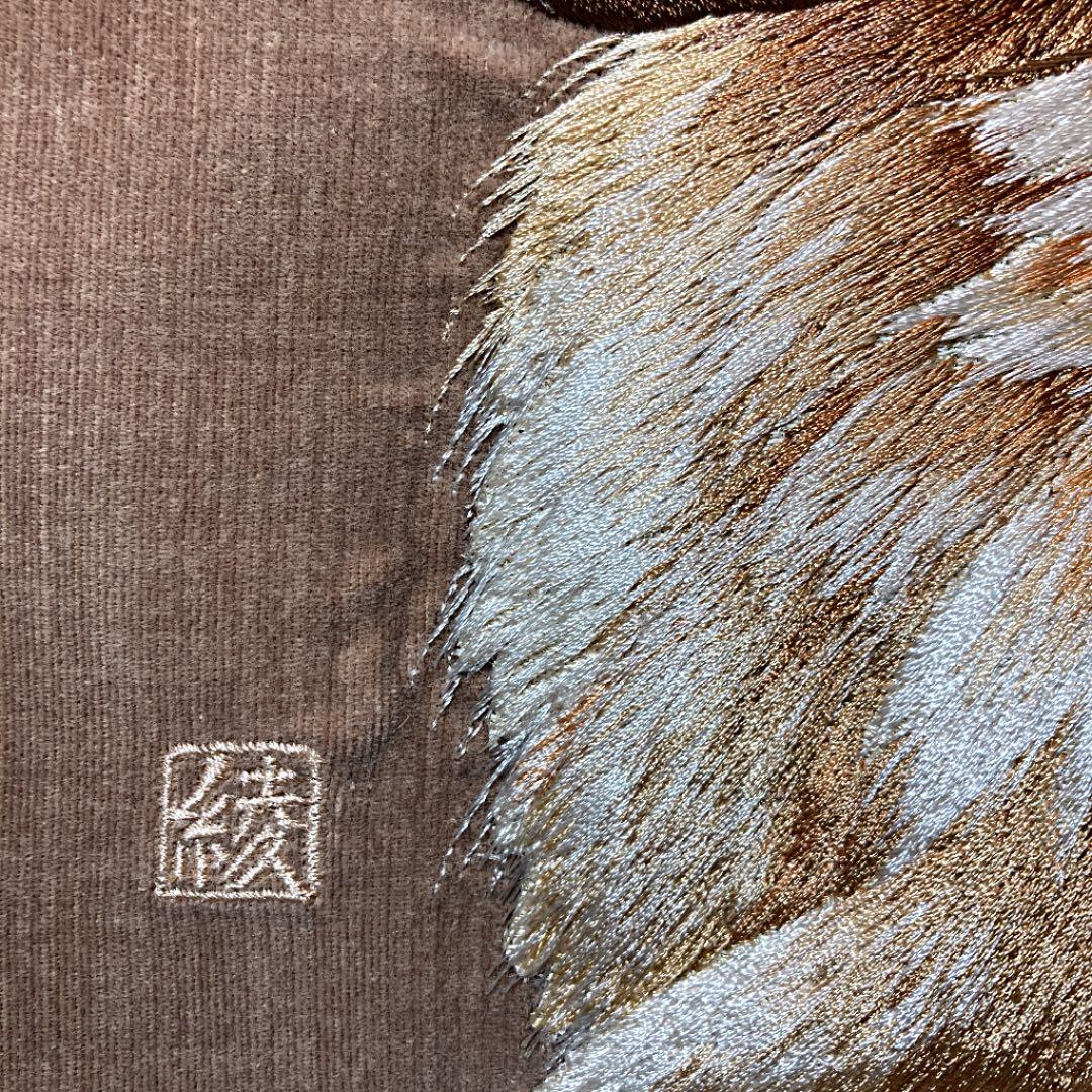 犬の刺繍画　ゴールデンレトリバー　額入り