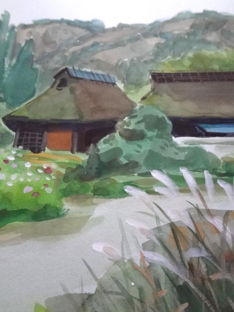 中村芳子　『丹波初秋』　絵画　絵　大色紙　アンティーク　肉筆　おすすめ品　希少品
