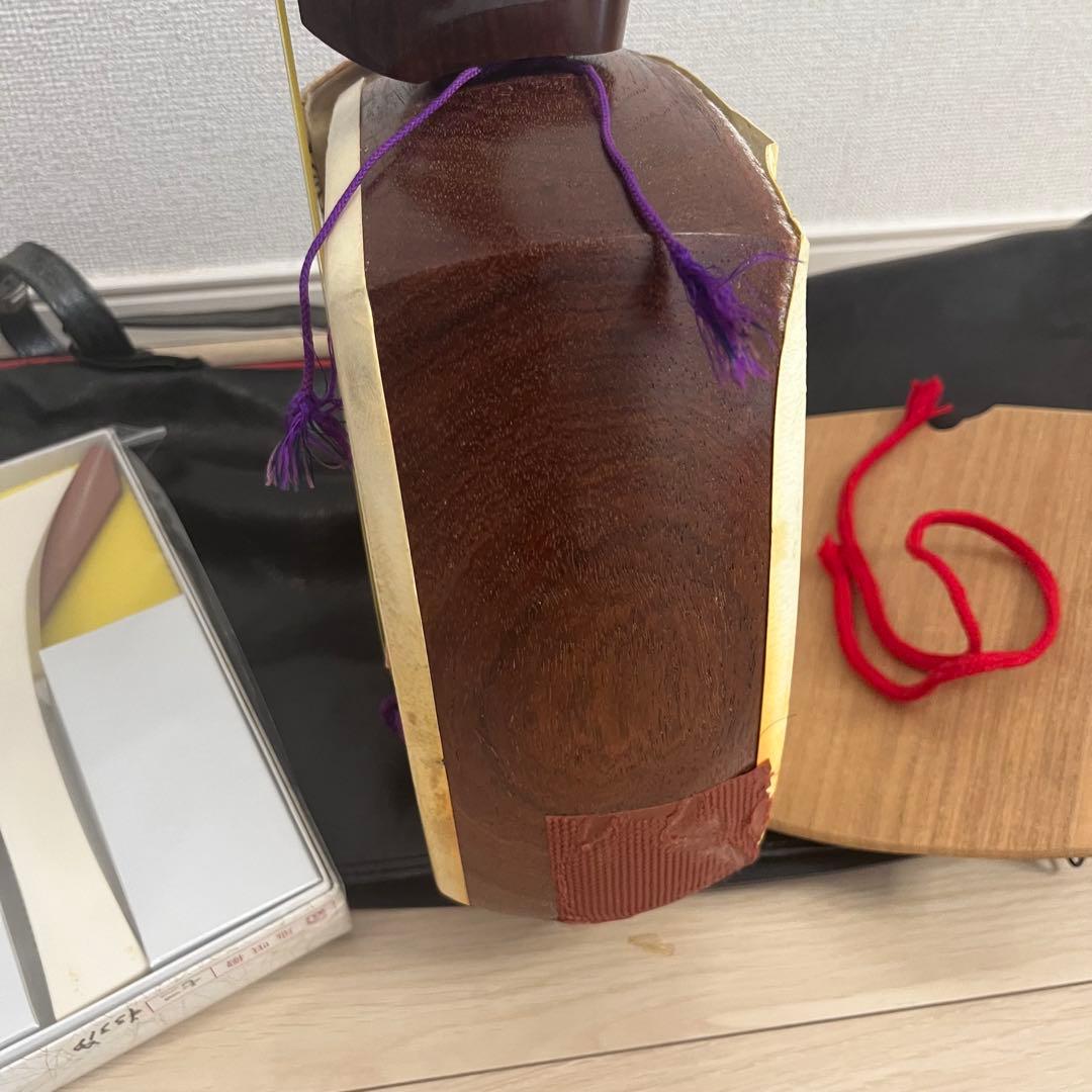 ✨【高級】三味線 中棹 紅木 丸打ち胴 付属品多数　 バチ　レザーケース付属✨