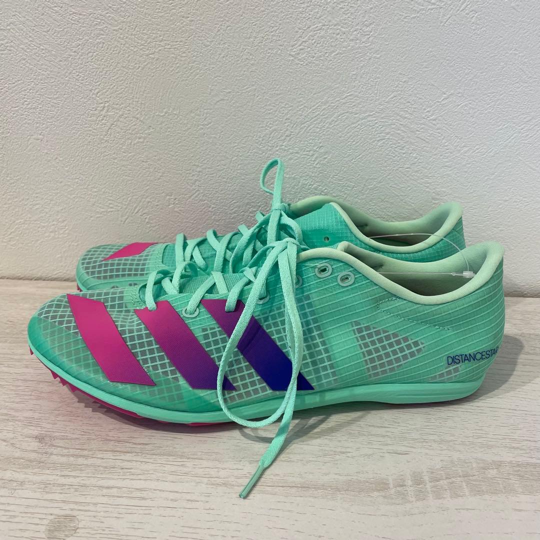 新品 adidas ディスタンススター 26.5cm 緑 陸上スパイク 中長距離