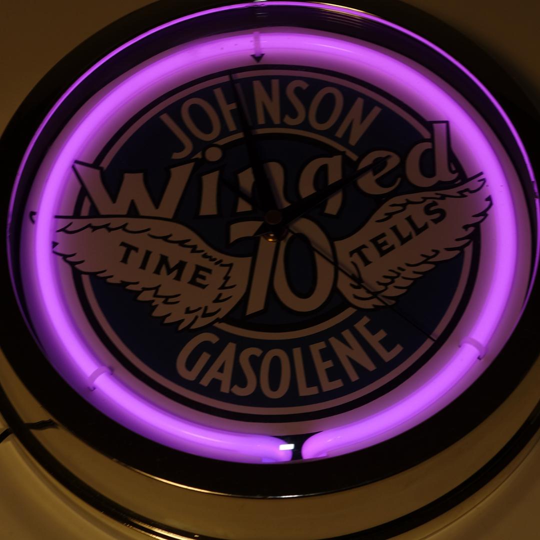 アメリカンネオンクロック JOHNSON GASOLENE 掛け時計