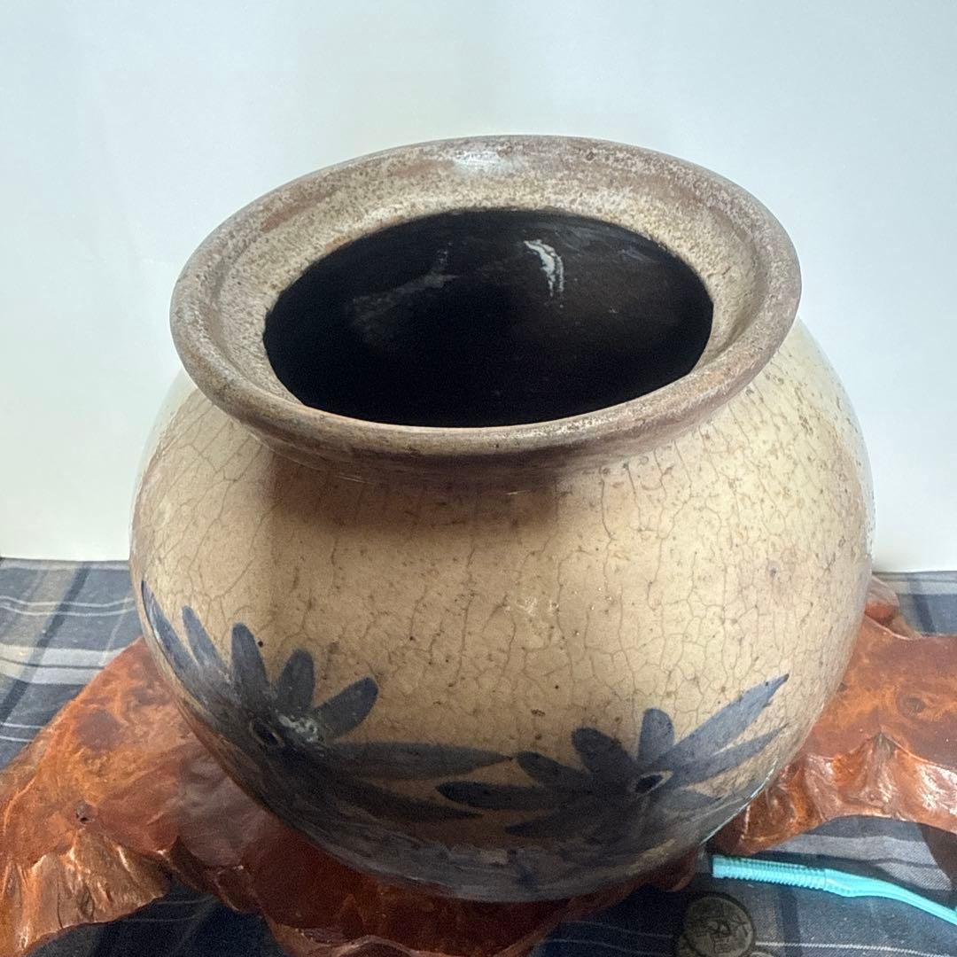 朝鮮美術李朝青花、の陶器の壺