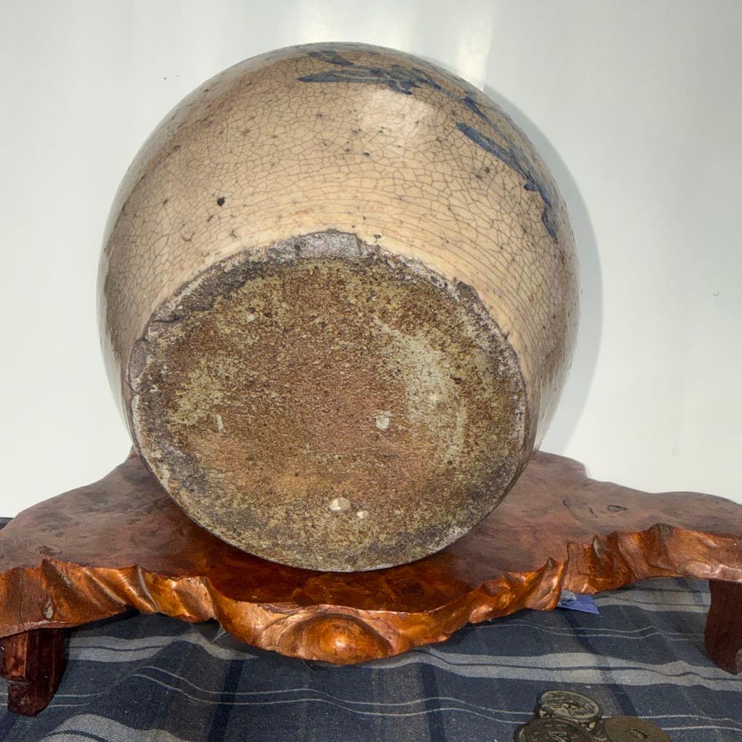朝鮮美術李朝青花、の陶器の壺