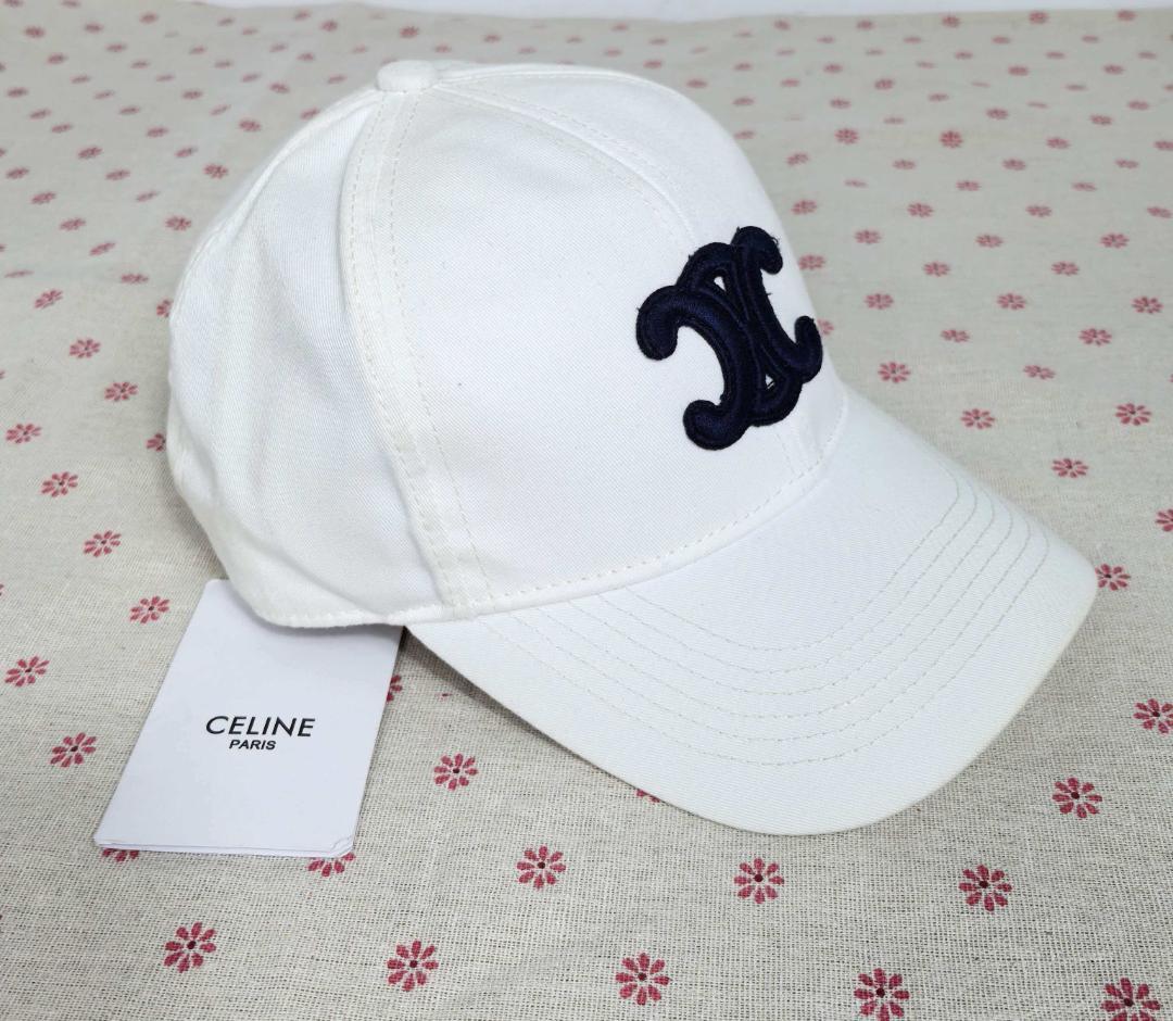 CELINE ホワイトキャップ Mサイズ男女兼用